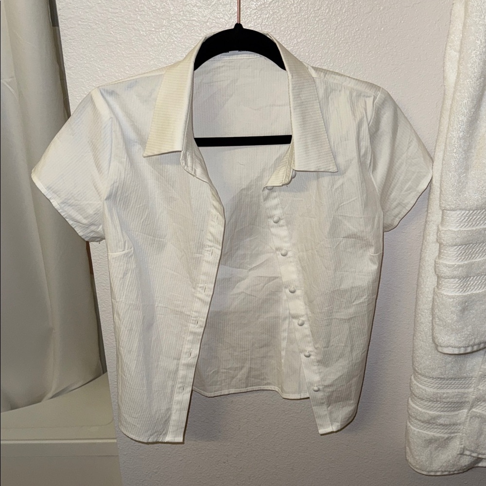 Princess Polly White Short Sleeve Button-Up Shirt
